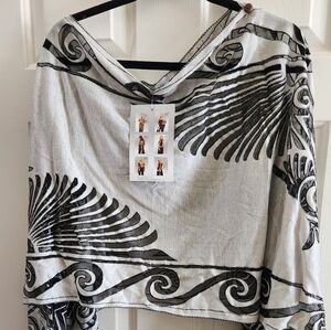 7-Way Scarf/Shawl/Wrap in a black and grey pattern with fringe